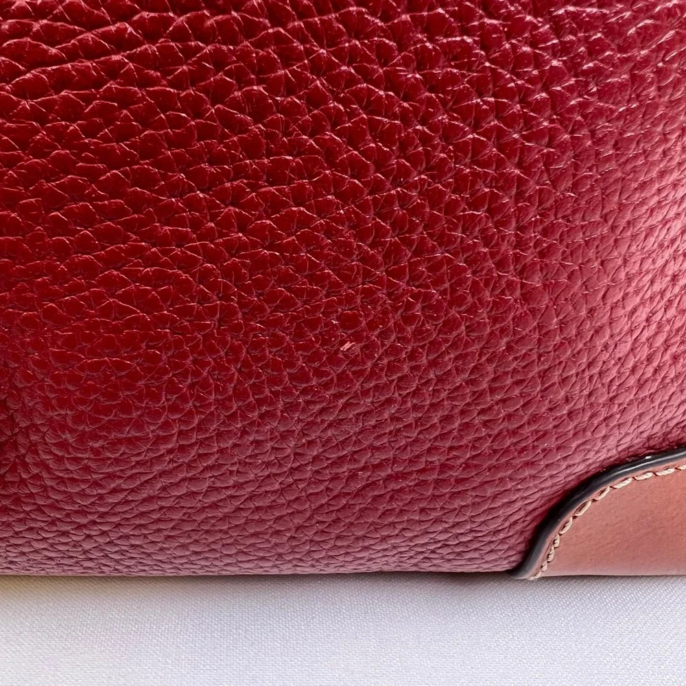 Dooney & Bourke Pebble Grain Leather Hobo Bag Burgundy Brown Trim Good Condition